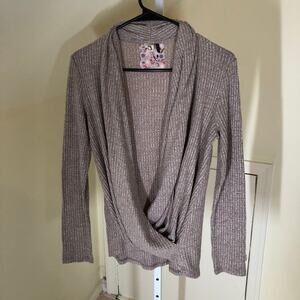 Anthropologie Akemi + Kin EUC Women's Tan Faux Wrap Sweater Size S